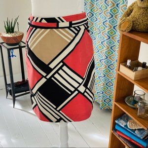 Mod-inspired Geometric Patterned Aline Skirt (size 0)